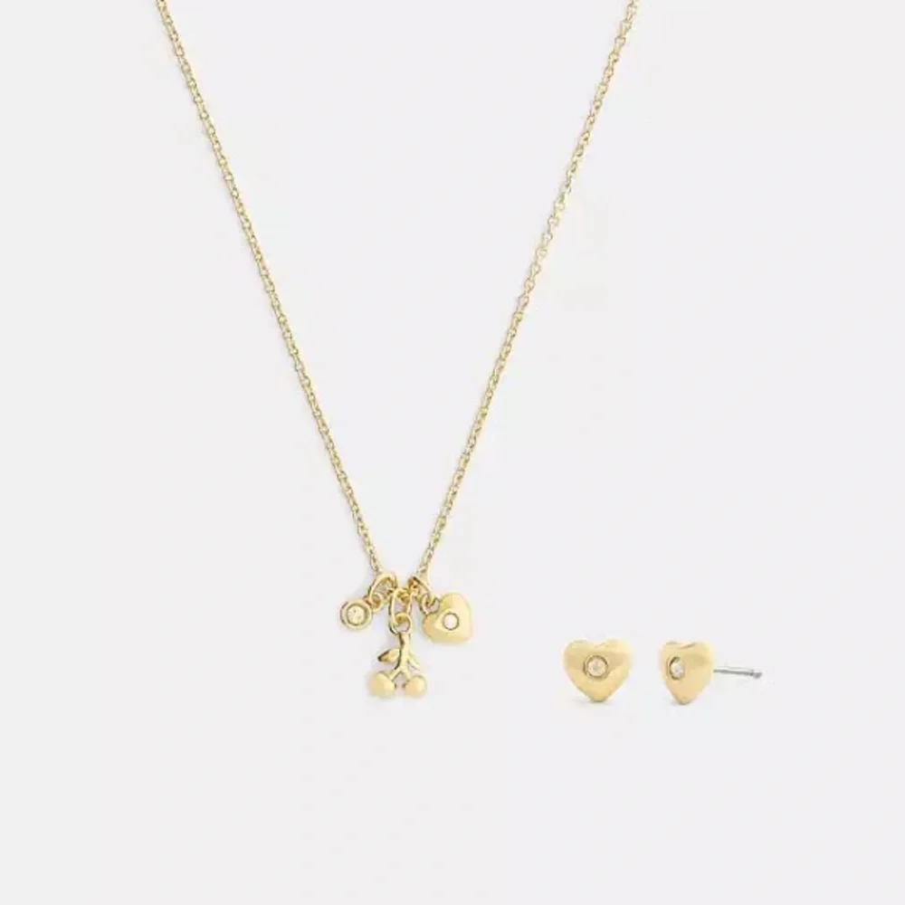 NWT Coach Cherry And Heart Earrings And Necklace‎ Set